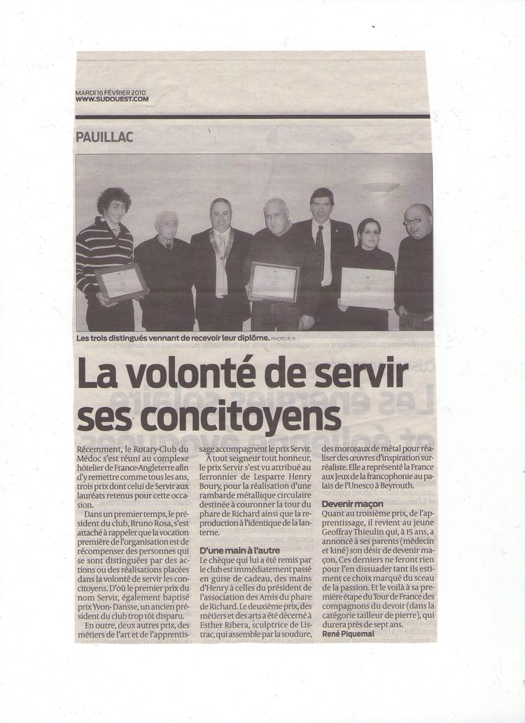 21-Sud-Ouest-Mardi 16 février 2010- Prix des métiers d'art du Rotary Club du Médoc